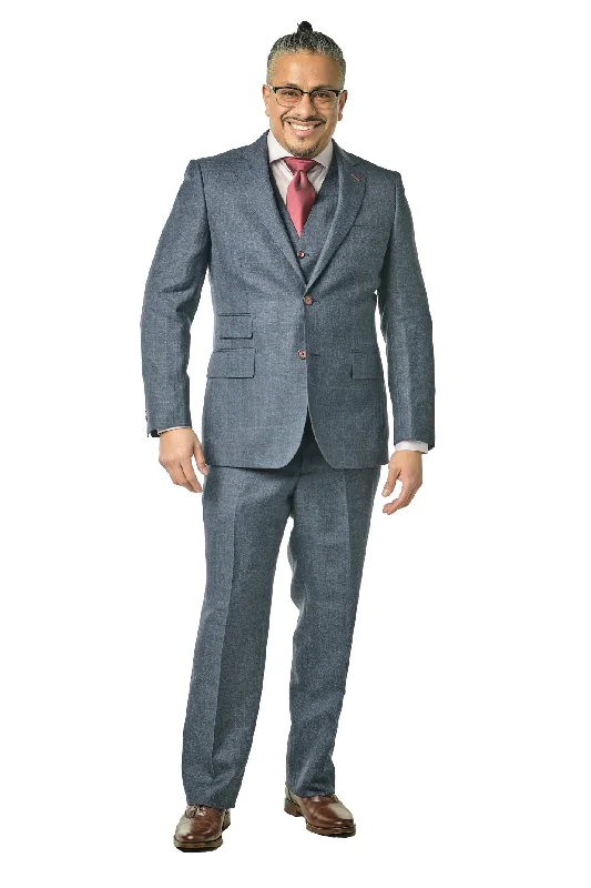 Sportswear Styles Classic Fit Navy Sharkskin Check Three Piece Suit ST-3P-20FW4