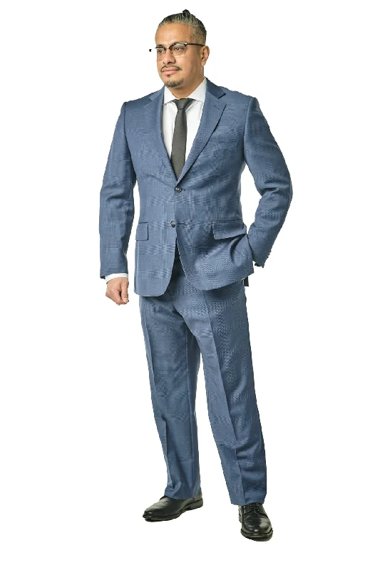 Warm Jackets Classic Fit Blue Check Two Piece Suit ST-20FW3