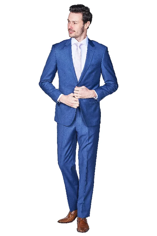 Comfortable Pants Slim Fit Royal Blue Sharkskin Two Piece Suit GB-Royal-Blue