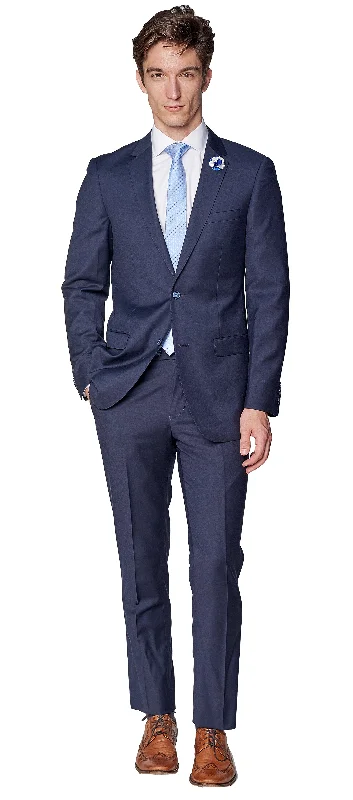 Sporty Chic Slim Fit Solid Navy Two Piece Suit GB-Navy