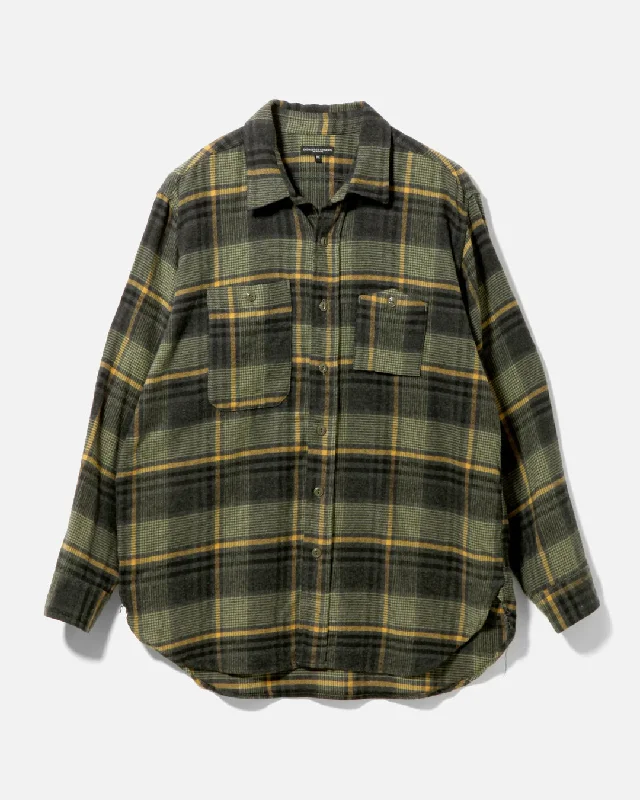 Parkas Style Work Shirt - Yellow / Green Plaid Cotton