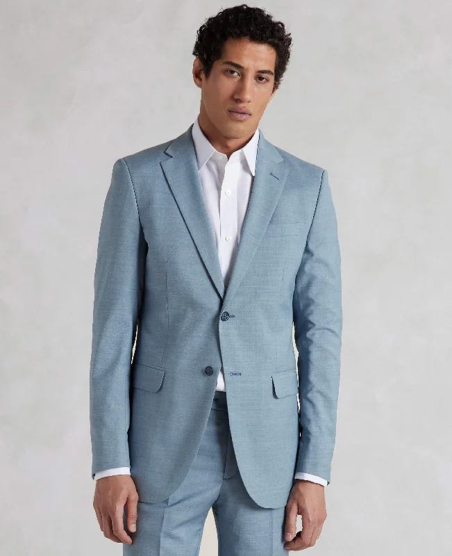 Casual Blazers Light Blue Wool-Blend Tailored Suit