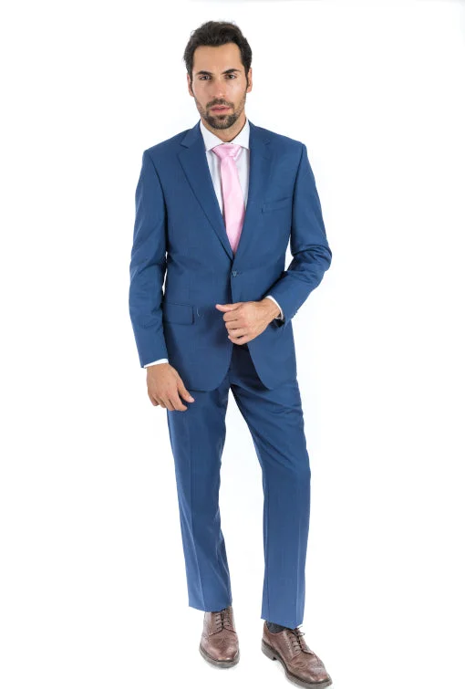 Dapper Suits Modern Fit Royal Blue Sharkskin Two Piece Suit B-Royal Blue