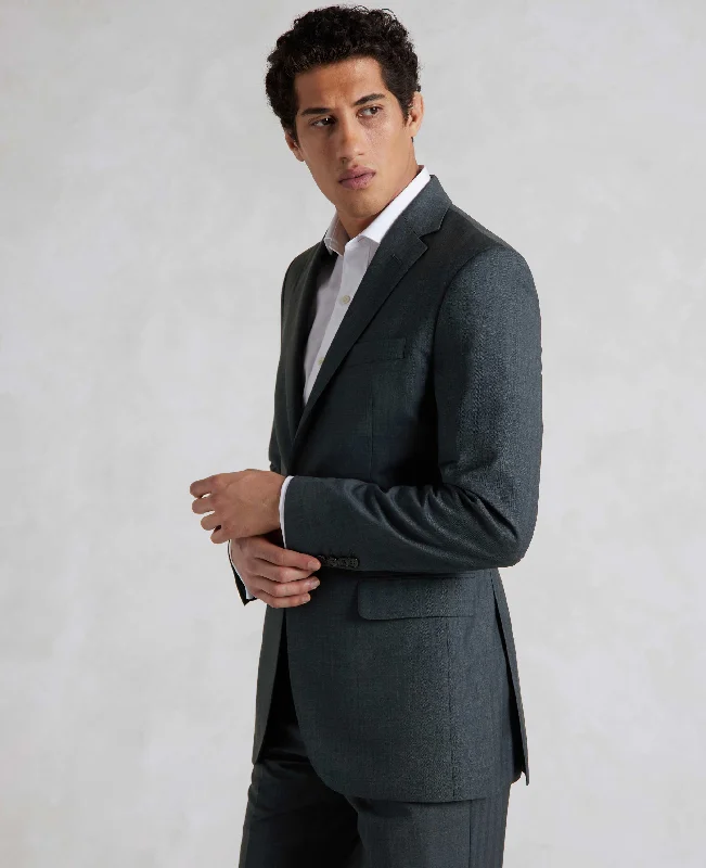 Classic Coats Navy Herringbone Wool-Blend Suit