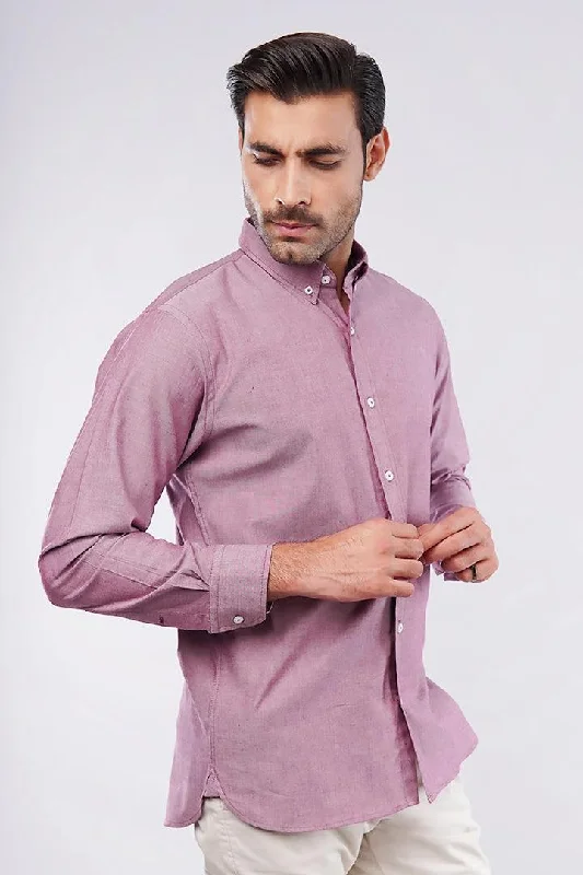 Graphic Caps Oxford Shirt - Berry Pink