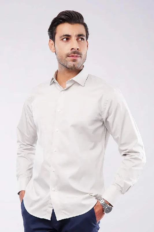 Soft Fabrics Plain Shirt - Ash White