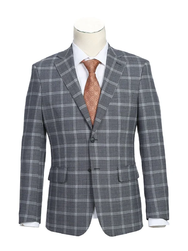 Relaxed Wardrobe Gray Plaid Notch Wool Suit