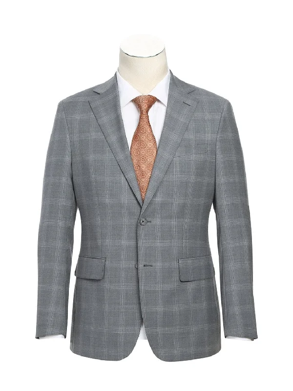 Warm Jackets English Laundry Slim Fit Light Gray Window Pane Check Wool Suit